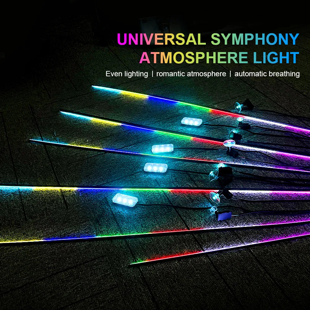 RGB Car Ambient Light Kit | App-Controlled Acrylic Fiber Optic System Tidesmit