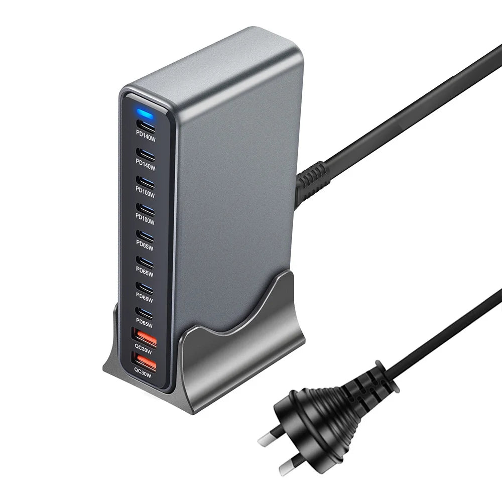 Tidesmit 800W GaN 10-Port USB-C Desktop Charger for Multi-Device Fast Charge Tidesmit