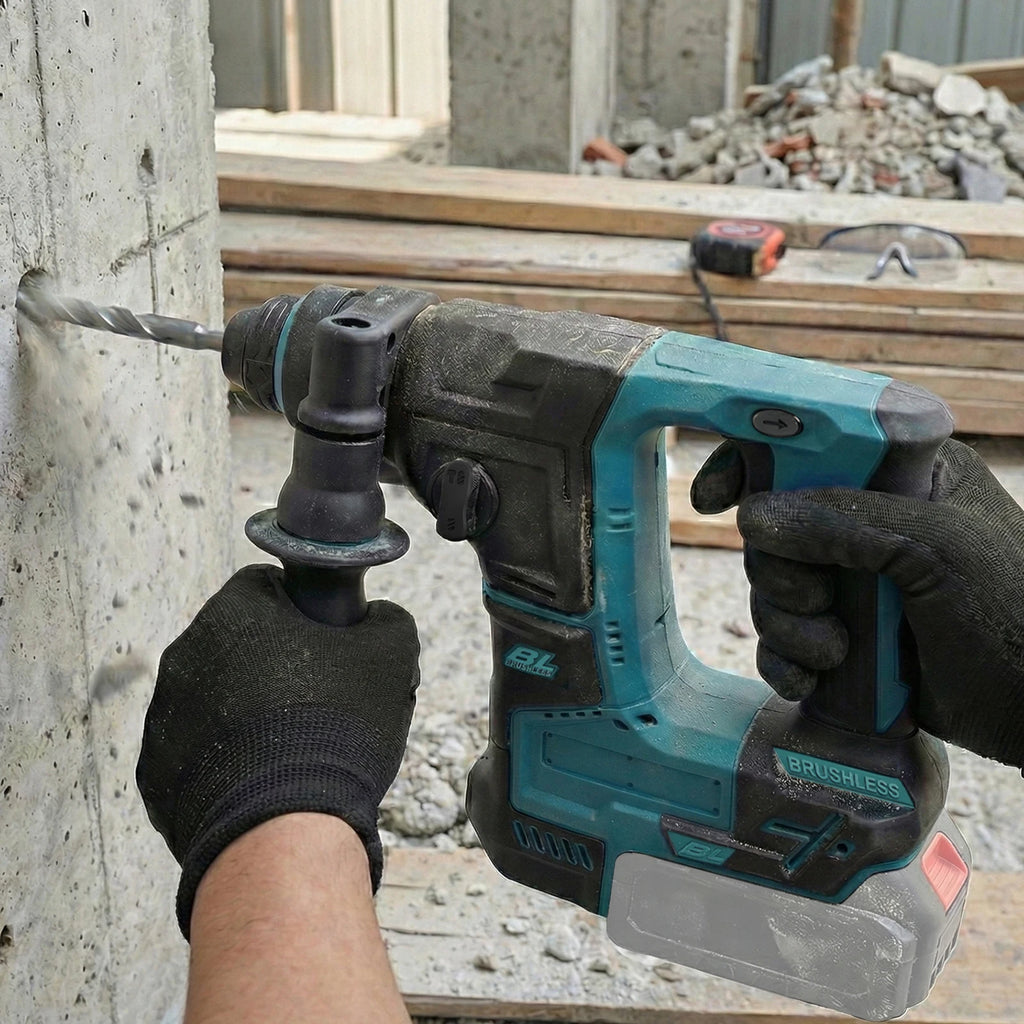 Podofo Brushless Cordless Rotary Hammer Drill Bare Tool Dual Modes Drilling Hammer Drilling For Concrete Brick Stone Masonry Wood Metal Home Renovation Heavy Duty Construction DIY Power Tool