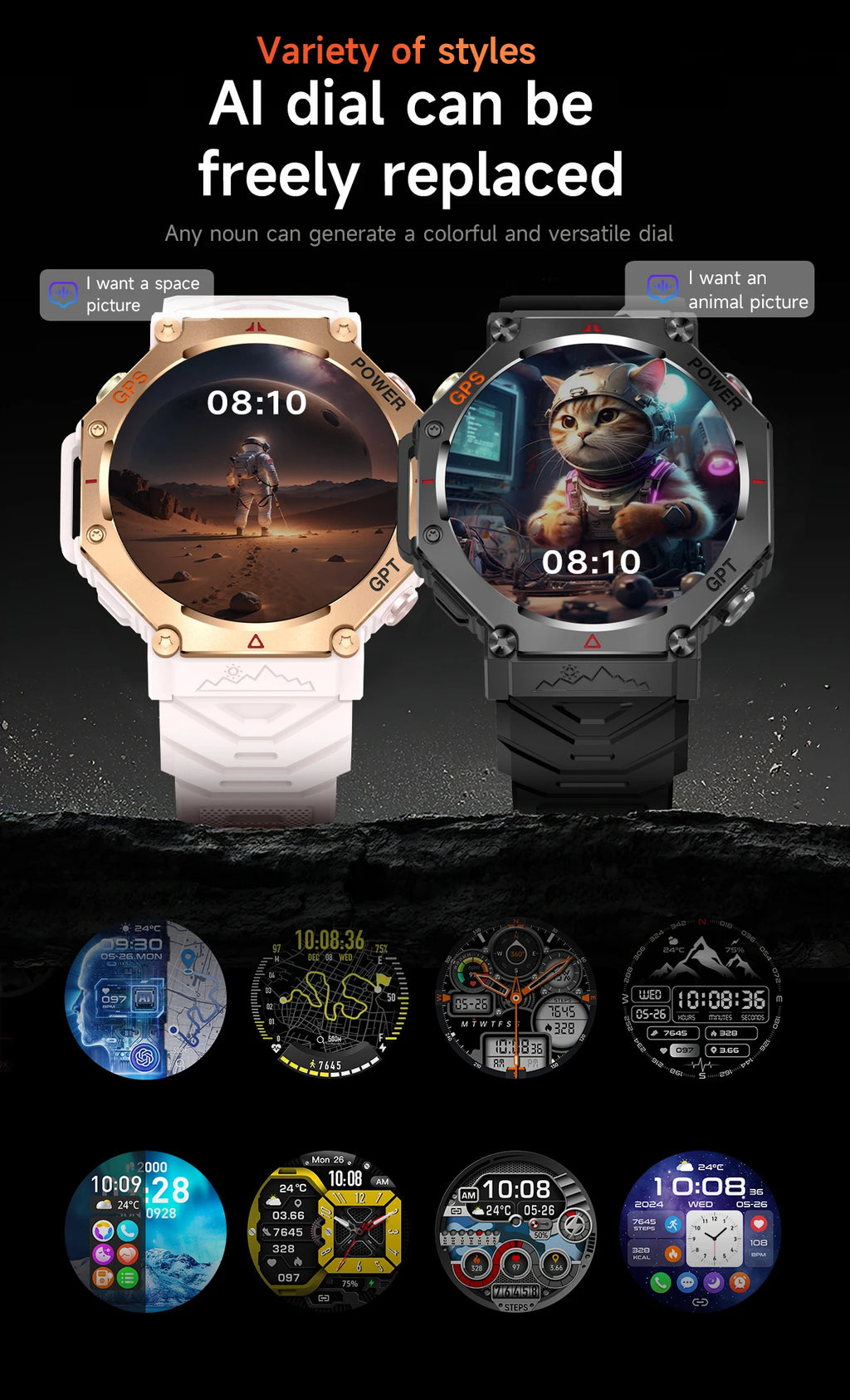 Military Smart Watch T-Rex 3 Bulit-in GPS Compass Altimeter Barometric 10ATM IP69K Waterproof AMOLED Bluetooth Call Smart watch