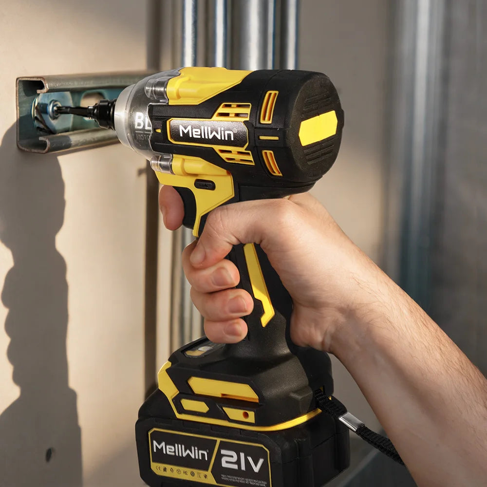 MELLWIN 520N·m Brushless 3IN1 Electric Impact Wrench Cordless Electric Drill Screwdrive Power Tool Set For Makita 18VBattery Pin
