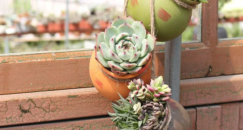 4PCS Outdoor Home Garden Hanging Flowerpot Ceramic Vertical Flowerpot Plant Succulent Flowerpot Vase Wall Railing Decoration
