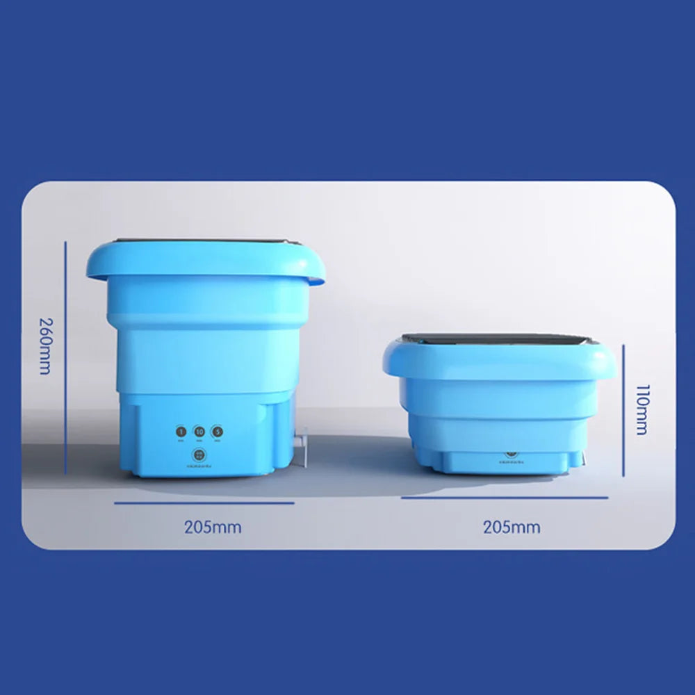 Tidesmit 2025 portable folding washing bucket and dryer in action showing compact design for travel and small laundry