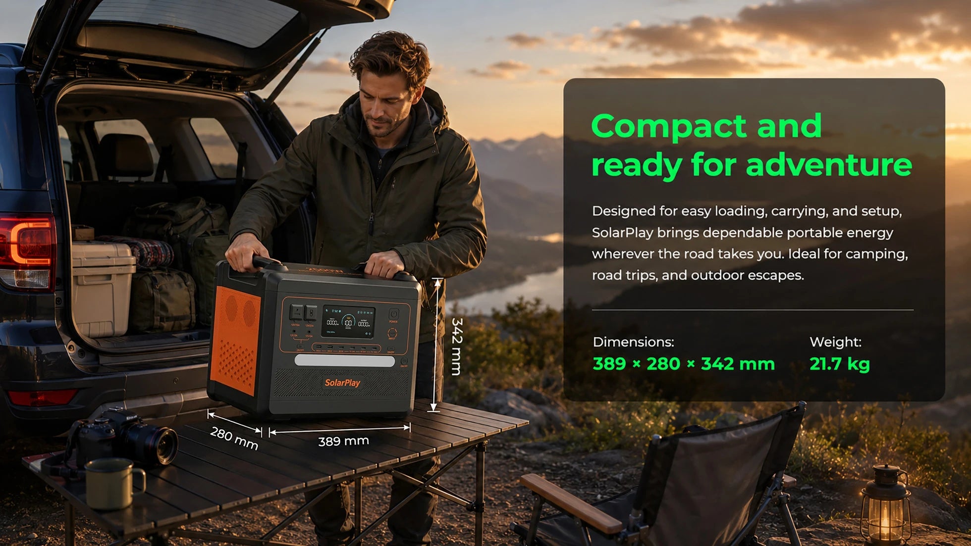 SolarPlay 2304Wh LiFePo4 Battery Solar Generator 2500W Solar Portable Power Station 0.08s Seamless UPS Function Support AC up to 2400W output, Support solar panels for charger,used for refrigeration fans, refrigerators, air c