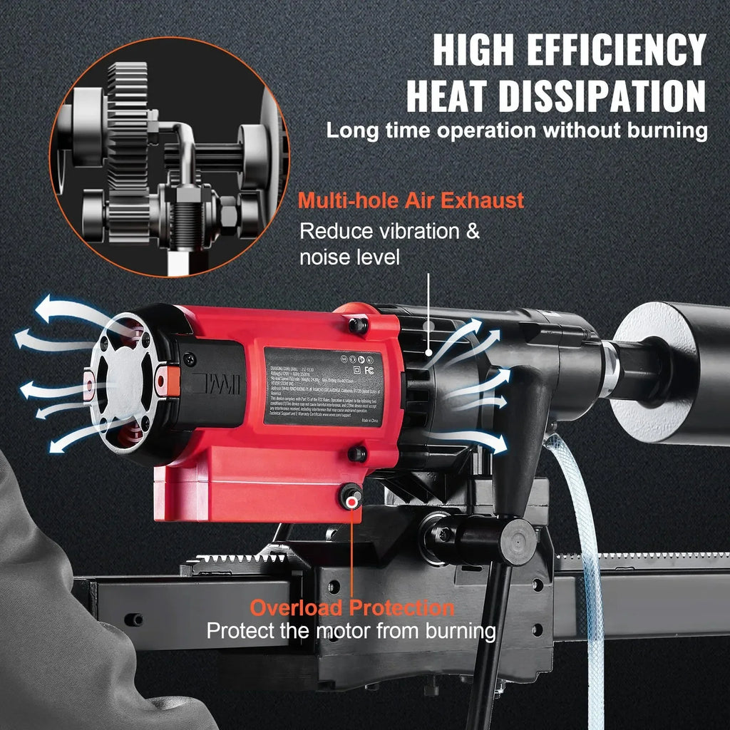 VEVOR 3200W wet dry dual-purpose diamond drilling machine 750 rpm concrete with bracket water drilling rig