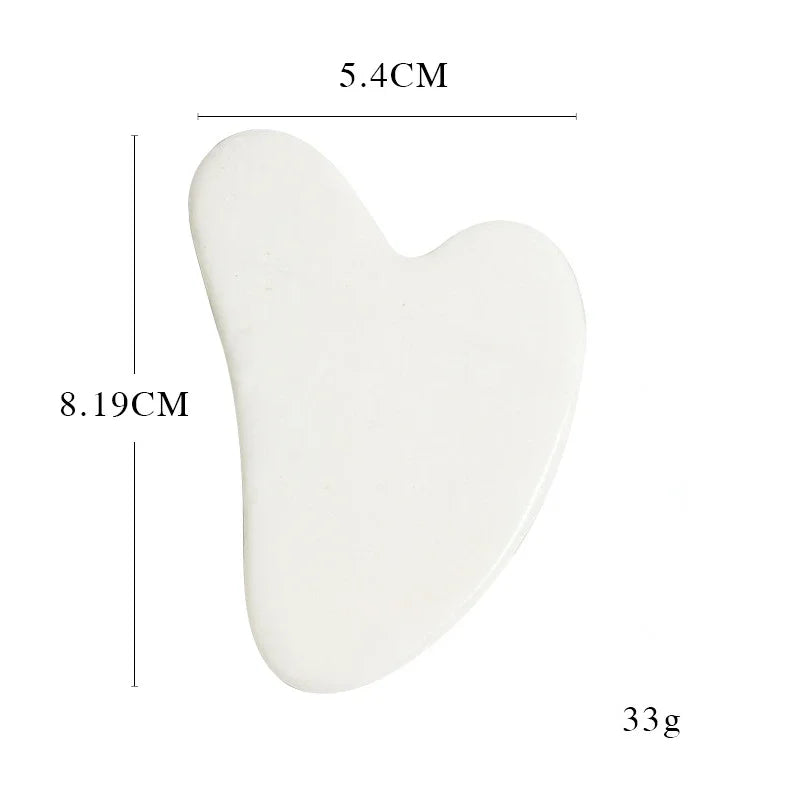 Jade Gua Sha Heart Massage Stone | Tidesmit Premium Facial Tool Back Massage Instrument white Tidesmit