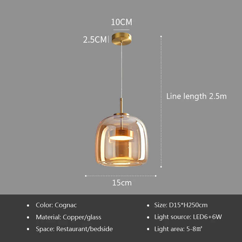 Modern Nordic Glass Ring Light | LED Adjustable Pendant Fixture 15CM AM Warm light Tidesmit
