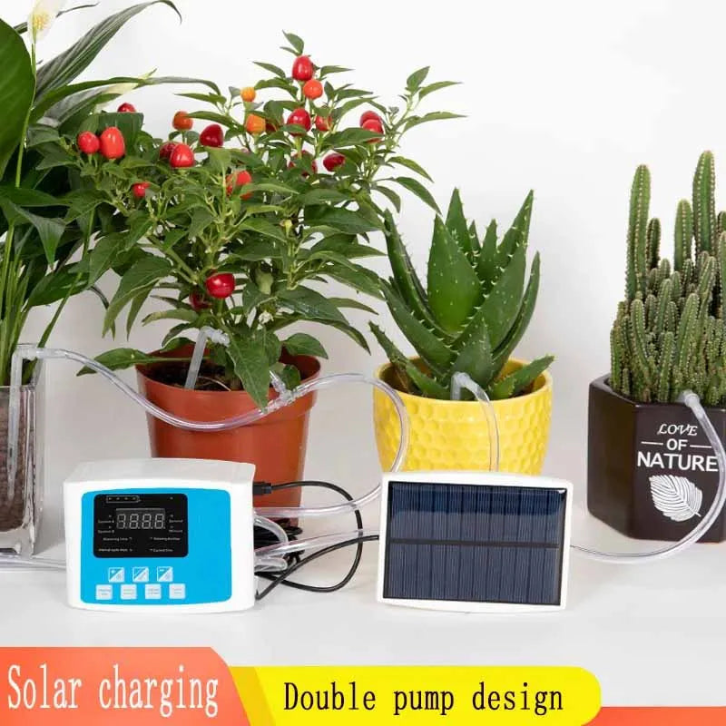 Solar Irrigation System Garden Automatic Drip Irrigation Kit Watering Timer Device Plant Irrigation Controller