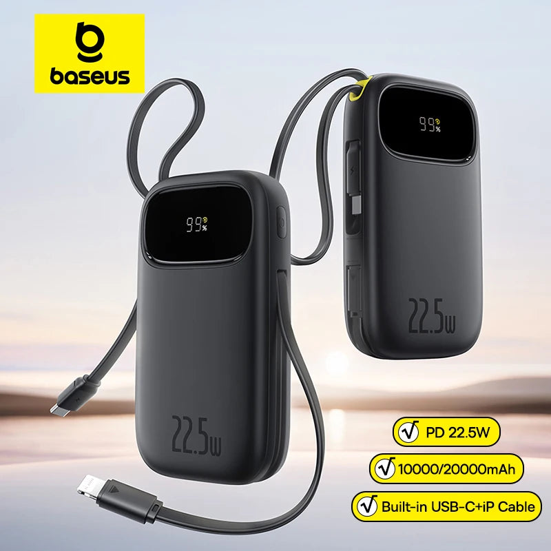 Tidesmit 20000mAh Portable Charger with Built-In PD Fast Charging Cables Tidesmit