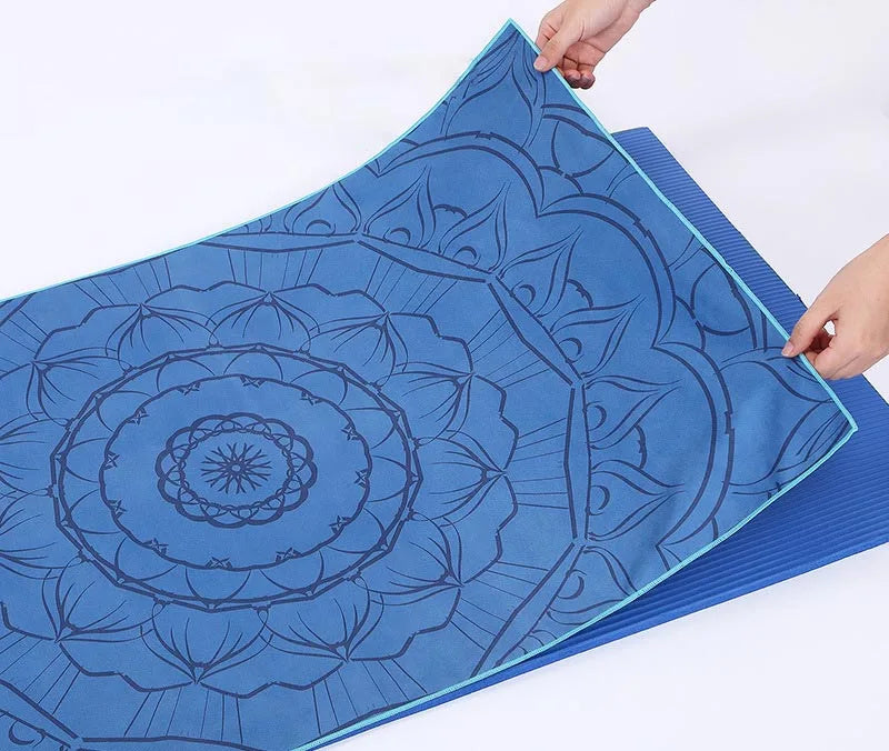 185*63cm Fleece Printed Yoga Towel Sweat Absorbent Non-Slip Cloth Fitness Mat Cover Ultra-thin Folding Cushion Exercise Pilates