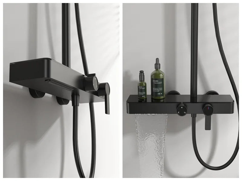 KEMAIDI Bathroom Shower System Set Hot and Cold Control Multifunctional Knobbed Triple Function Shower Set with Hand Shower