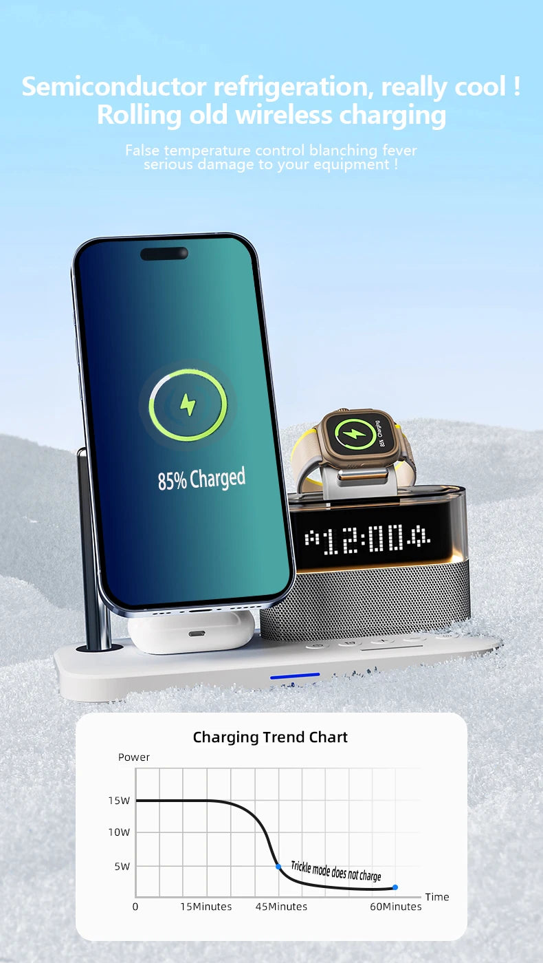 3-in-1 MagSafe Wireless Charger Station with RGB Alarm Clock Tidesmit