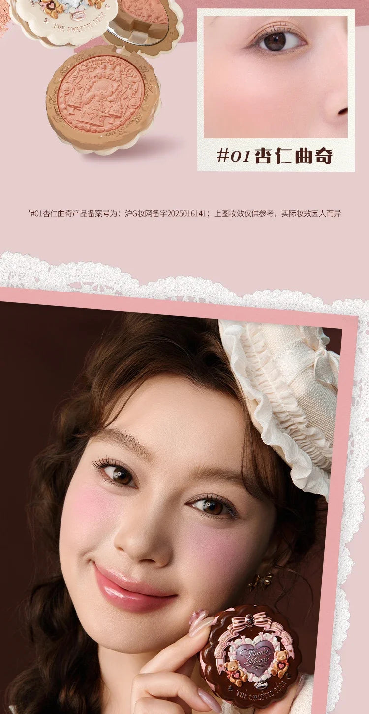 Tidesmit Flower Knows Sweetie Bear vegan silk satin blush powder in matte finish for cheek contouring detail view