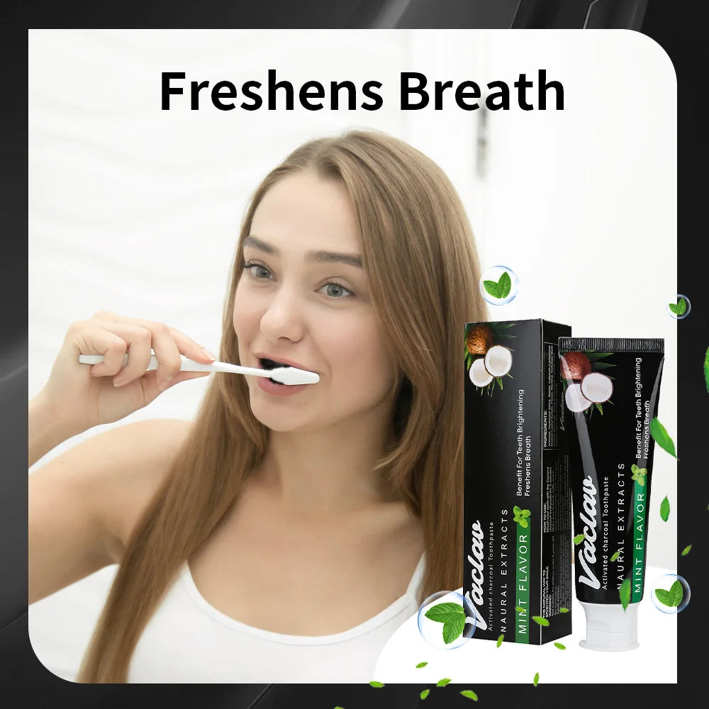 Tidesmit natural activated charcoal mint toothpaste for professional teeth whitening and plaque removal