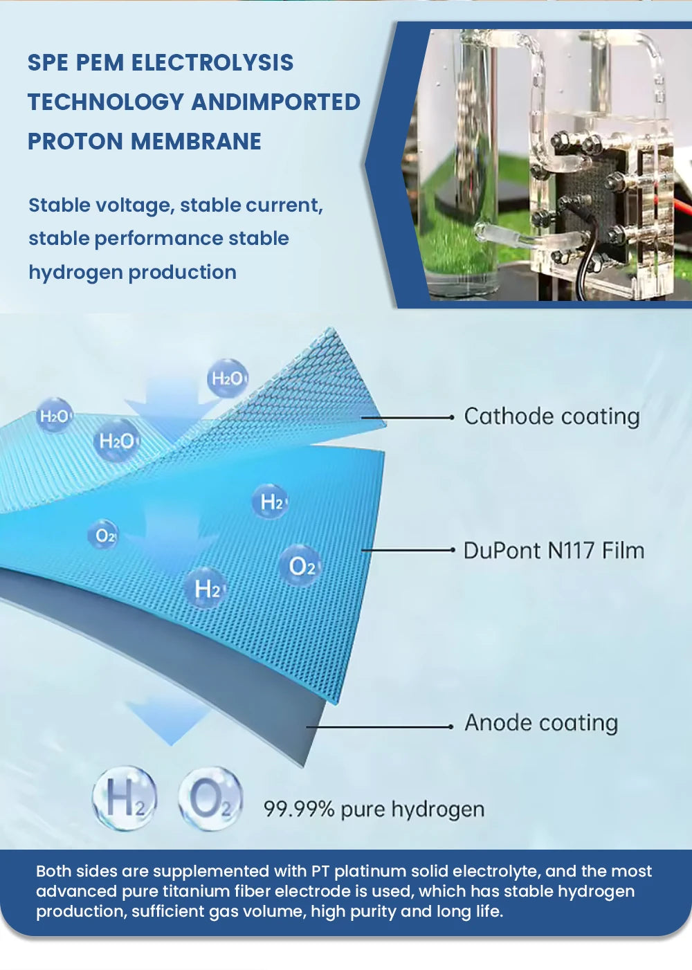 Tidesmit Cawolo 300ml hydrogen water generator and H2 O2 inhalation device showing double outlet feature side profile