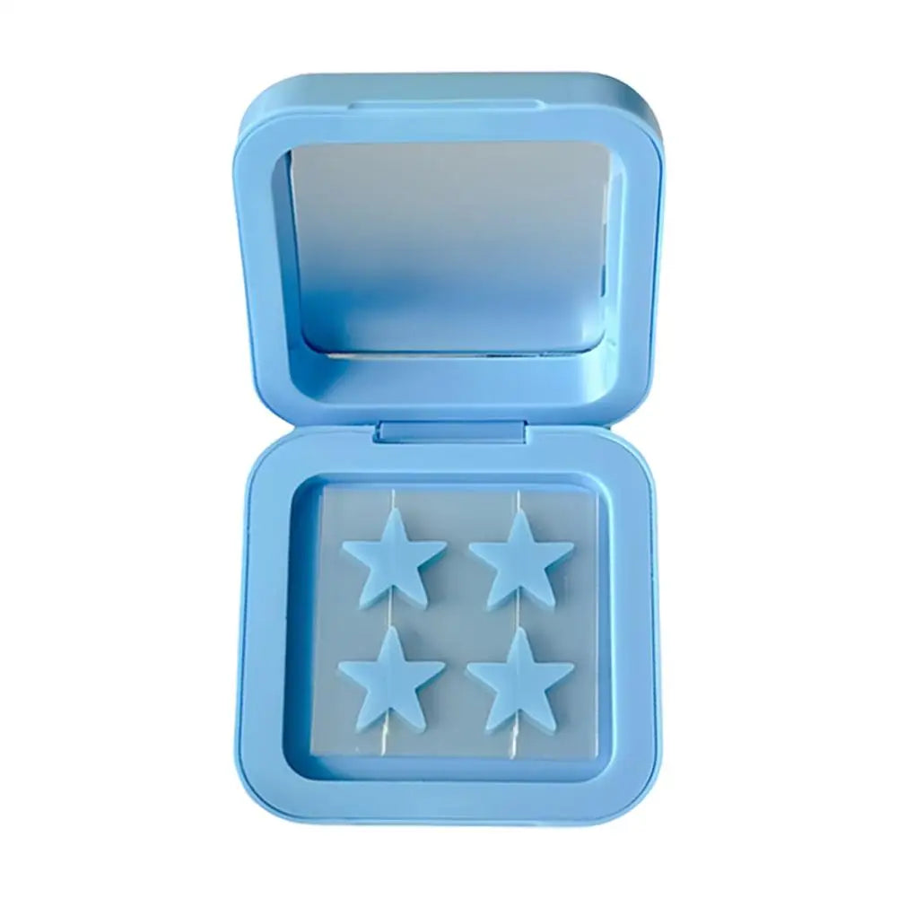 Blue/Yellow Stars Hydrocolloid Pimple Patches with Mirror Storage Box,Acne Spot Stickers For Face,Temporary Mirror Makeup Tool