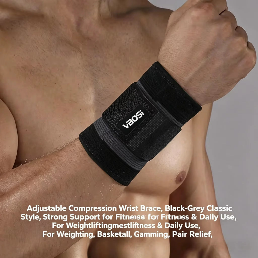 Adjustable Wrist Support Brace - Compression Wrist Wrap for Carpal Tunnel Pain Relief, Breathable Wrist Strap for Gym Fitness, T