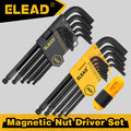 ELEAD 27PCS Hex Key Allen Wrench Set MM SAE Ball End Long Short Arm with Grip Handle Metric 1.27-10mm SAE 3/64"-3/8 with Storage