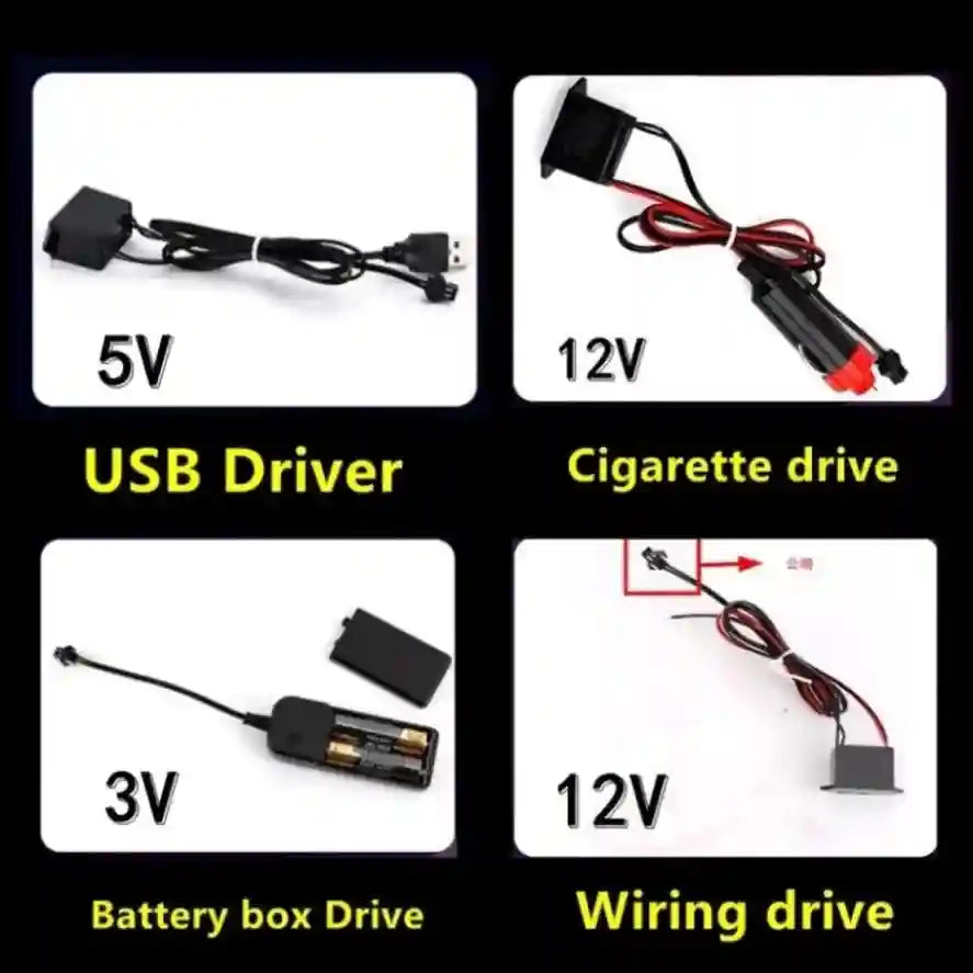 5M LED EL Wire Strip for Car Interior Ambient Lighting - Tidesmit Tidesmit
