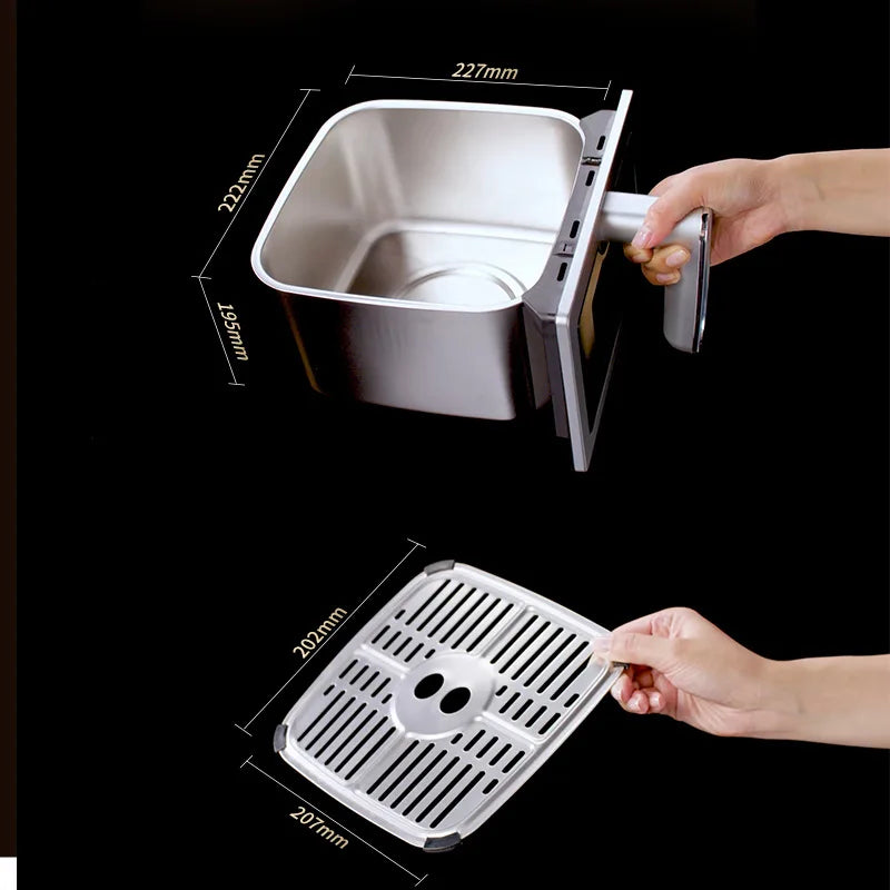 Household 0‑Coating Stainless Steel Air Fryer Dual‑Heat‑Source Visible Large Capacity Oil‑Free Electric Cooking Fryer