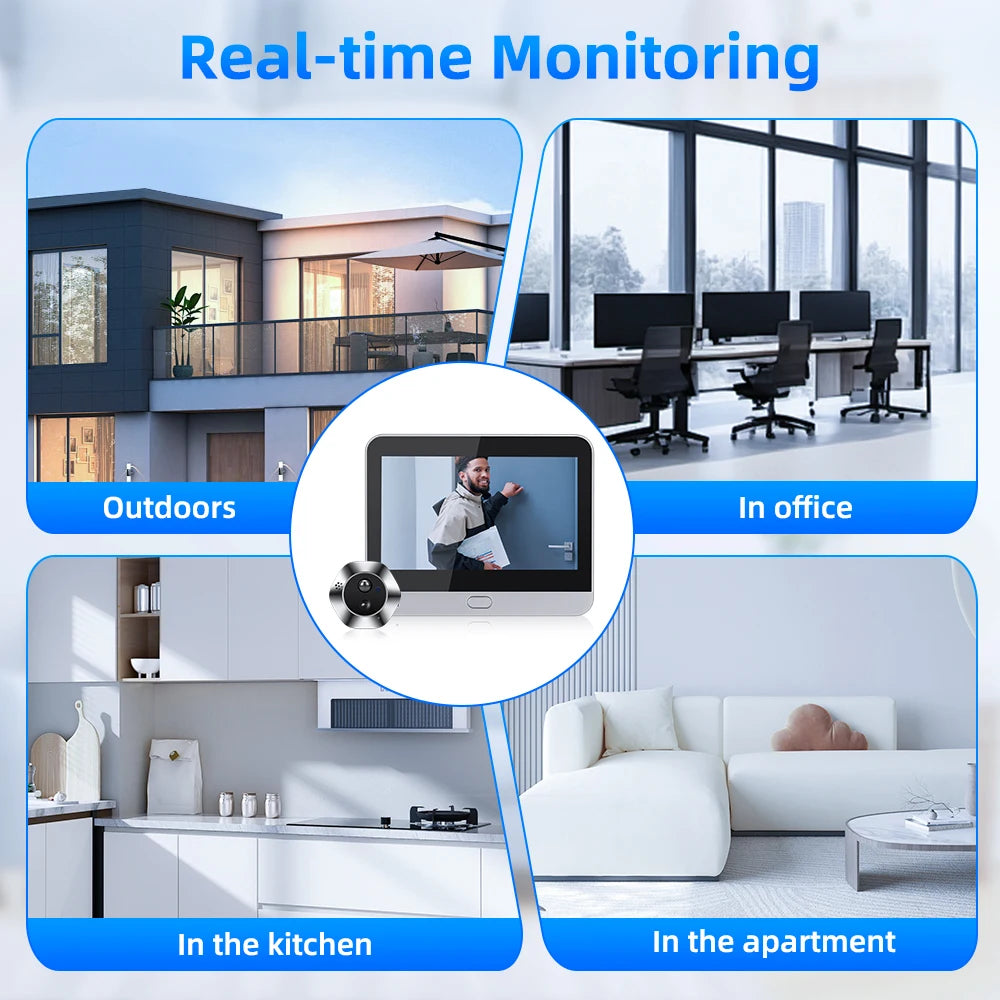 Wsdcam 1080P WiFi Video Doorbell Tuya Smart Door Bell Two Way Audio Intercom Wireless Video Peephole Camera PIR Night Vision