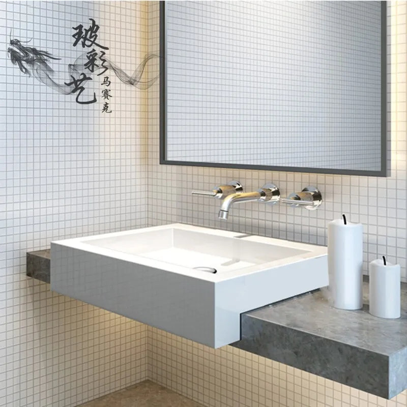 Ceramic mosaic wall tiles with white square grid pattern for bathroom walls.