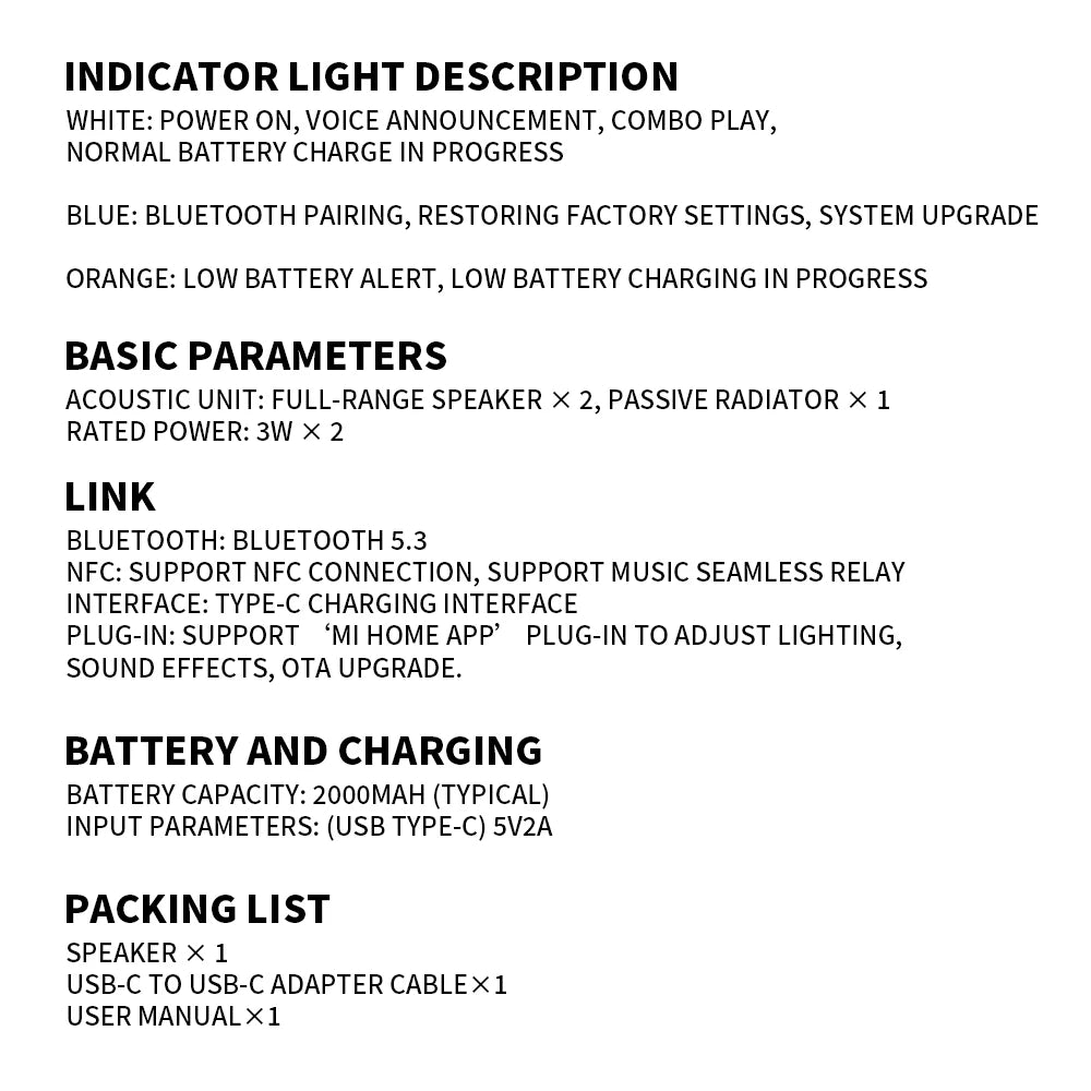 Original Xiaomi Bluetooth Speaker Mini is compact and portable, with an RGB ambient light ring offering customizable colors CN.