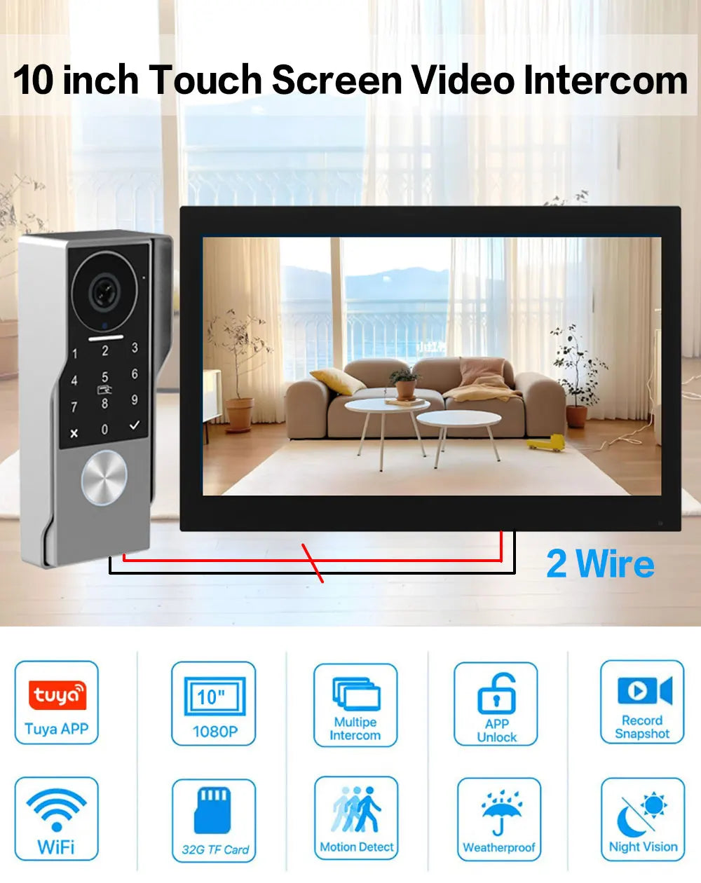 Password 4in1 Unlock HD Wifi Doorbell Video Intercom System For Home Doorphone Tuya Smart 1080P Touch Monitor Security Protect