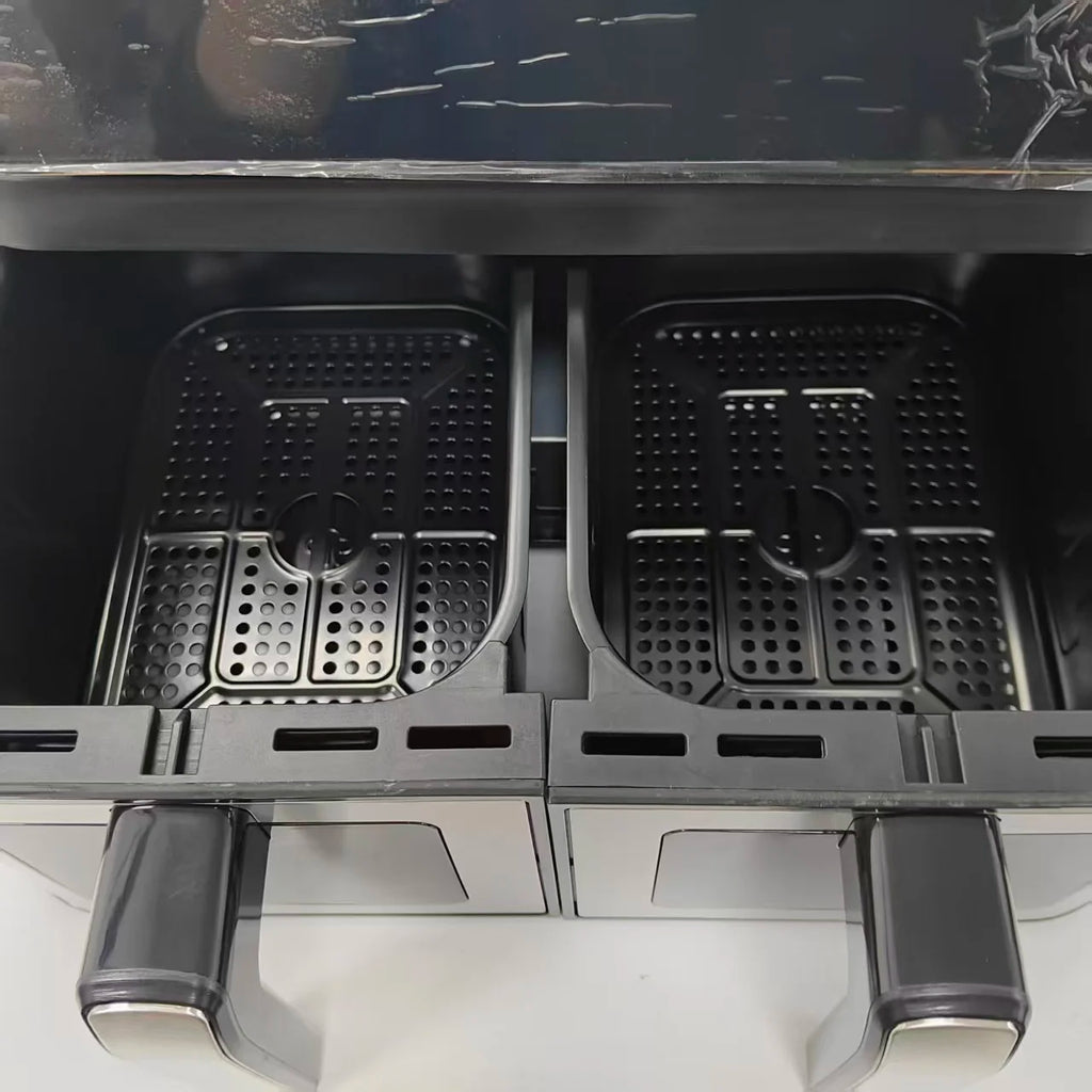 Commercial Digital Large-Capacity Touchscreen Display Stainless Steel Double Basket Smart Electric Square air Fryer Oven Home