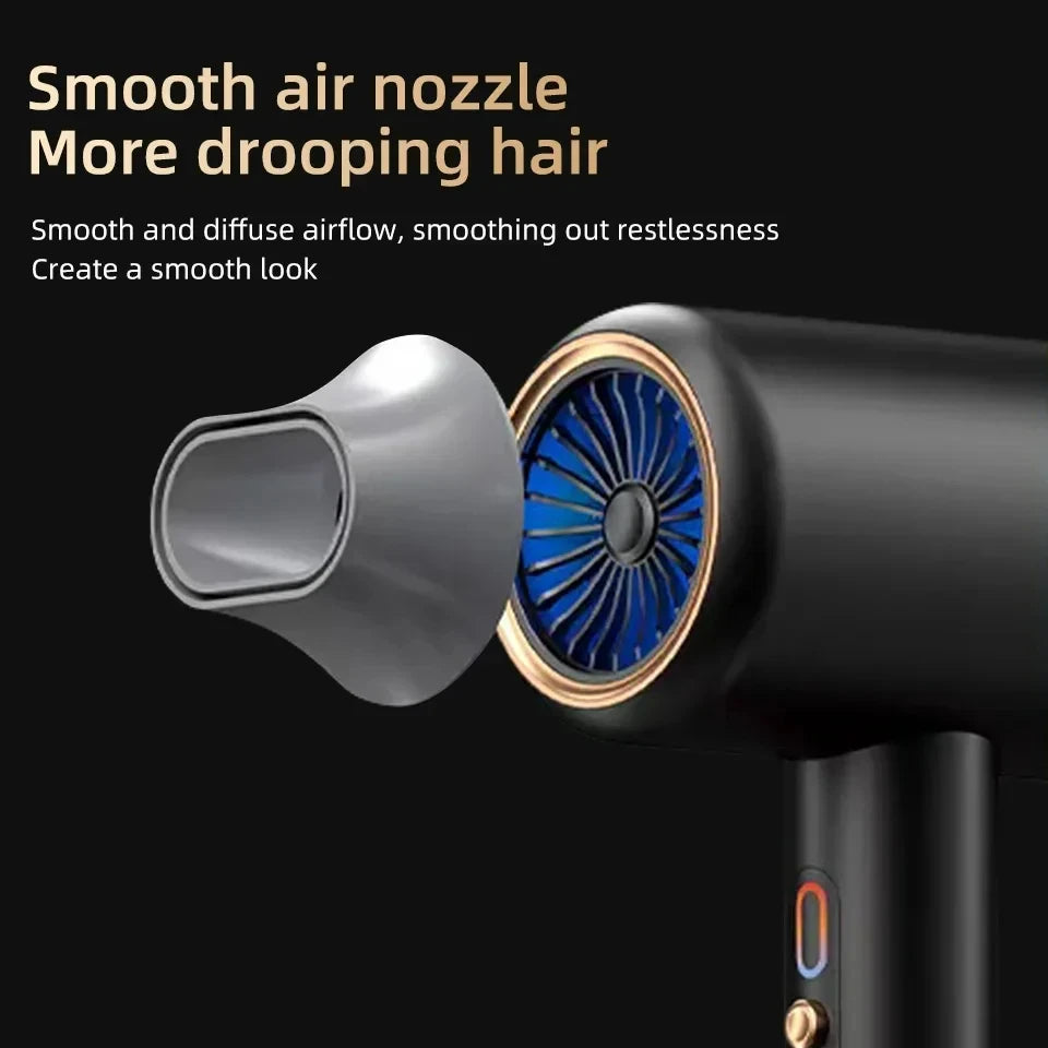Black F33 high-speed hair dryer with smooth air nozzle attachment for quick, frizz-free professional drying results.