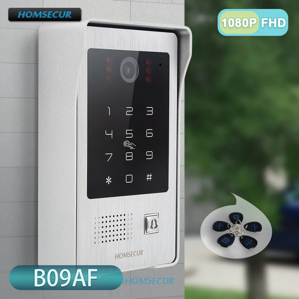 IP65 Intercom Doorbell Camera B09AF Password RFID Access 110° View Angle for HOMSECUR 4 Wire Tuya 1080P HD Video Home DoorPhone