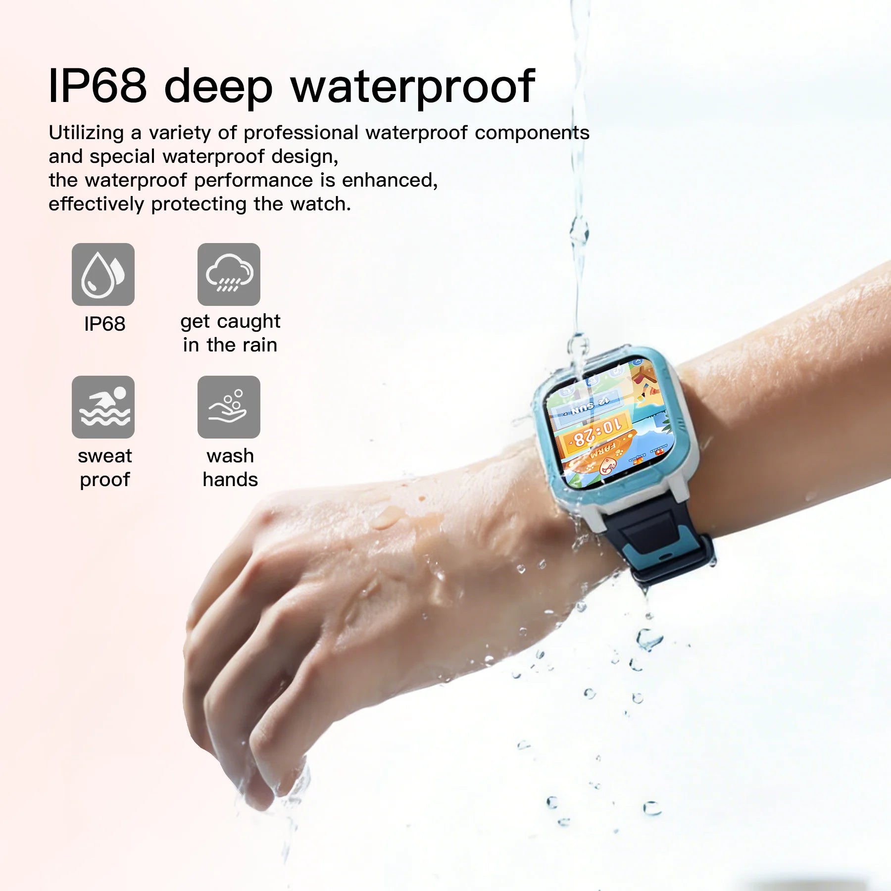 Blackview Z40 Pro Kids Smartwatch 1.83-inch TFT Screen GPS/SOS SIM 4G Smart Watch with Flashlight IP68 Waterproof Multi-wearing