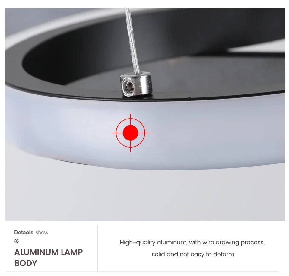 Modern Nordic LED Ring Light | Dimmable Minimalist Home Lamp 92cm Tidesmit