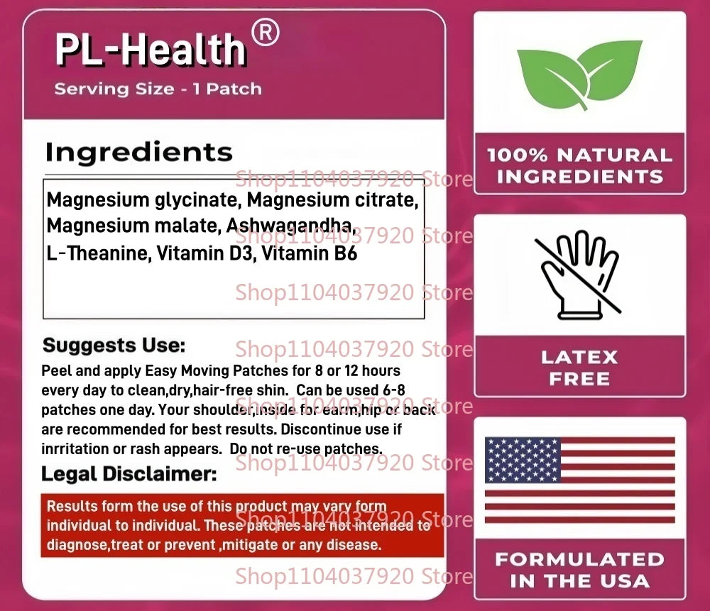 30 Patches Triple Magnesium Complex  Transdermal Patches with Glycinate Malate Citrate Relaxation,Muscle,Heart Support