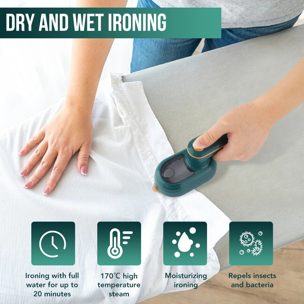 Tidesmit portable handheld garment steamer folded for compact travel storage and easy clothing maintenance