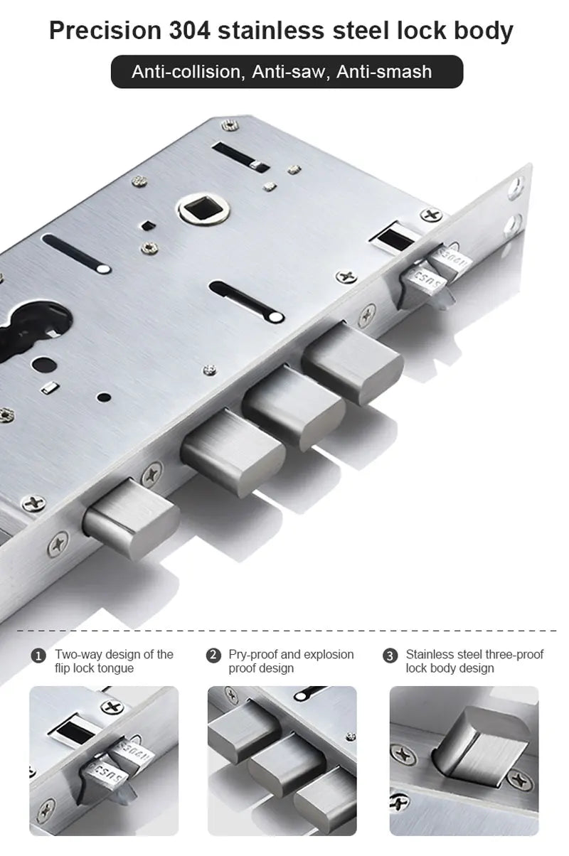 6068,5572,6072,6085 Mortise Lock Tuya Wifi App Camera Smart Digital Lock With Fingerprint Face Key Card Rfid