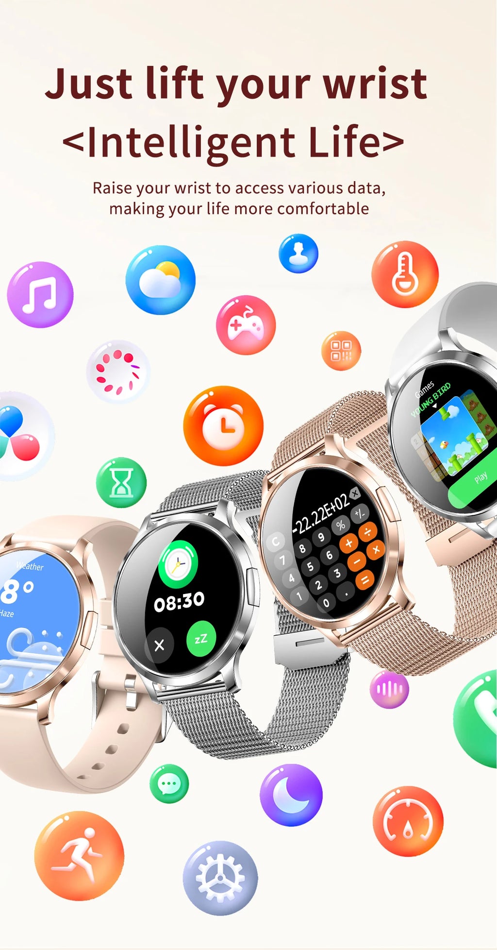 New Smart Watch Women 1.32"Ultra-thin AMOLED HD Screen Sport Fitness Bracelet Custom Watch Face Bluetooth Call Luxury Smartwatch