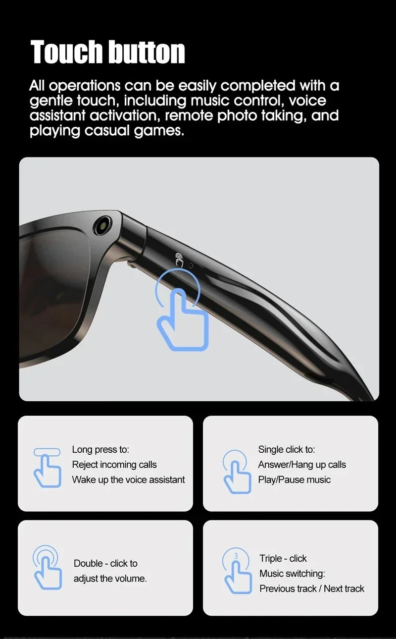 AI Smart Glasses with 8K Camera & Bluetooth Audio - Tidesmit Tidesmit