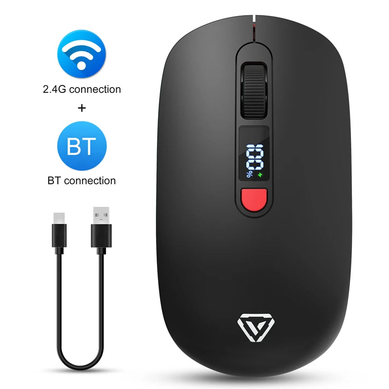Wireless Mouse Bluetooth 2.4G With Smart Display Silent Portable Silent Click Mouse Rechargeable Office Computers Laptops 2026