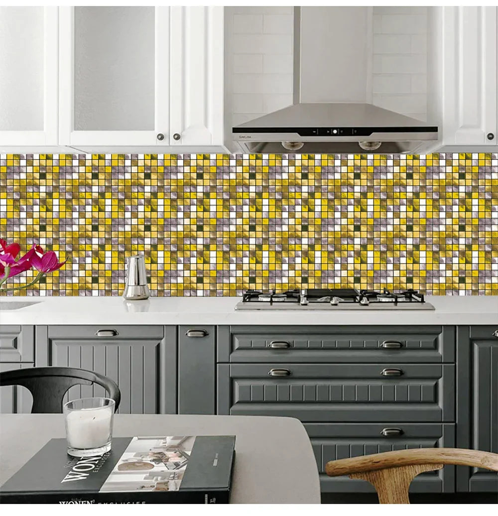 10pcs Purple Mosaic Hard Tiles Sticker Flat Printed in 2d Transfers Cover for Kitchen Bathroom Wallpaper Peel & Stick Wall Decal