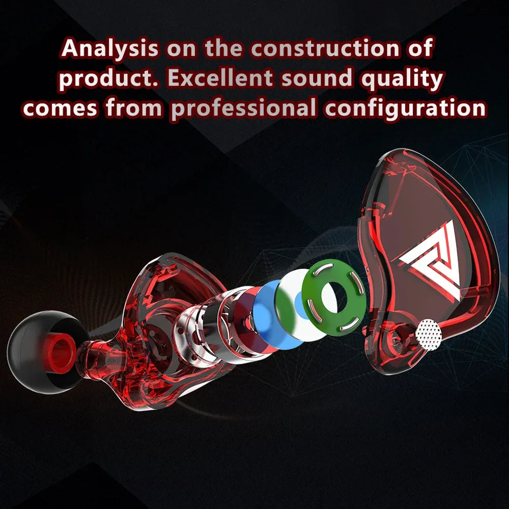 Original QKZ AK6 HiFi Wired EarphoneRace Sport Headphone Bass Stereo Noise Reduction Headset MusicEarbuds In Ear With Mic Tidesmit