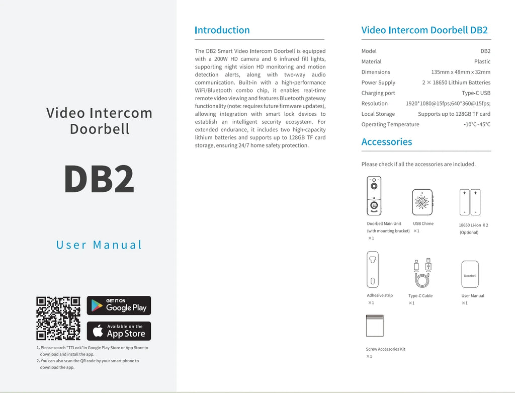 2.4G WIFI Video Doorbell 1080P TTLOCK Outdoor Security Protection Wireless infrared night vision Intercom Camera Ringing Bell