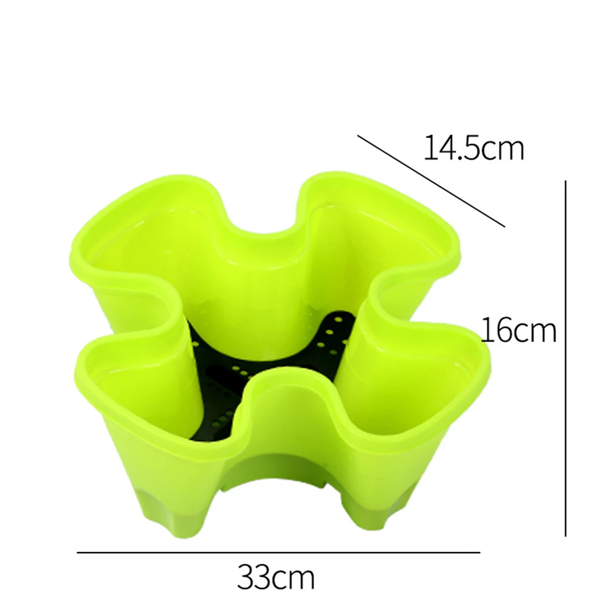 Neon green 4-petal stackable vertical planter pot with central planting opening and cup sections.