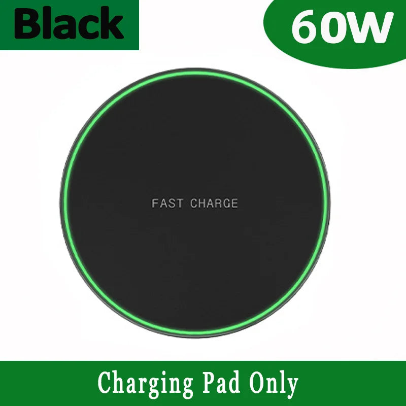 60W Fast Wireless Charging Dock - Qi Certified for iPhone and Samsung Black Tidesmit