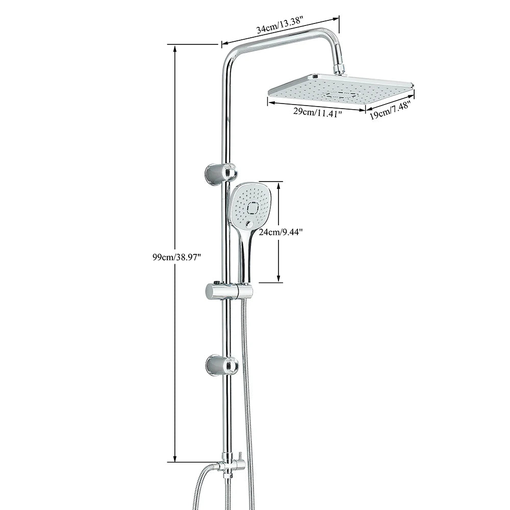 Rain Shower System With Handheld Shower Without Mixer For Bath Shower Wall Mounted Hot Cold Shower System for Bathtub
