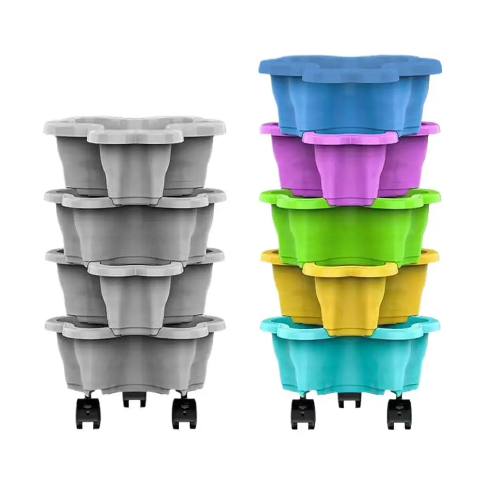 Stackable Vertical Planter 4/5-Tier with Wheels Weatherproof Plastic Flower Pot Garden Towers for Vegetable Strawberry Planter