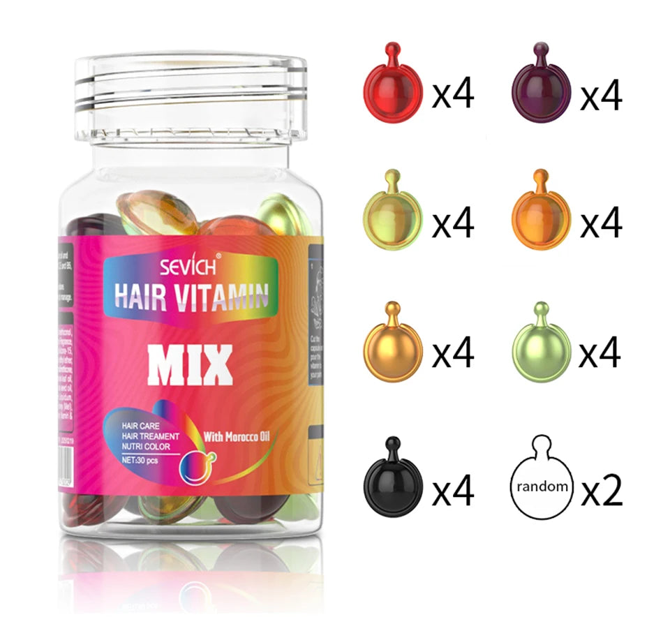 Sevich 30pc Hair Vitamin Capsules with Moroccan Oil, Keratin Complex for Silky Smooth Damaged Hair Repair Treatment