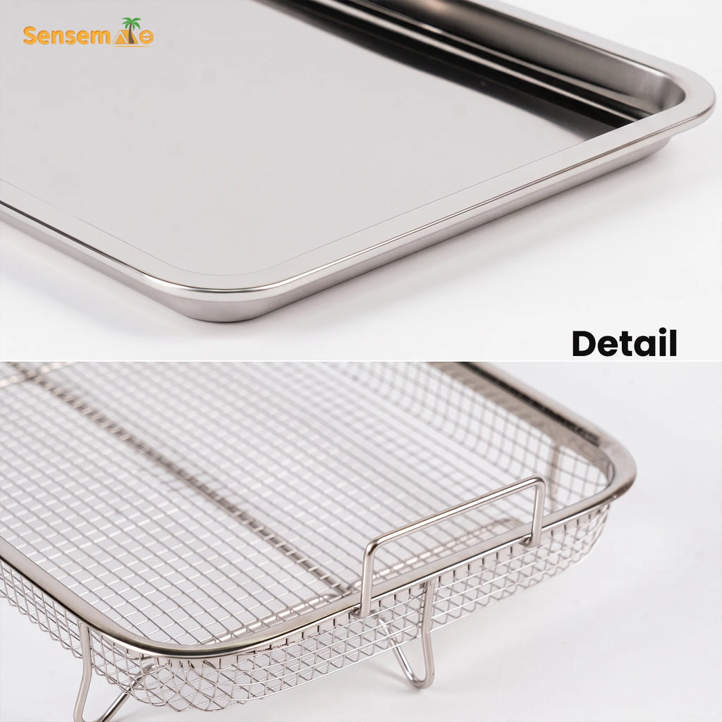 Oven Baking Tray Stainless Steel Baking Pan With A Rack Air Fryer Basket Frying Basket Bakeware Crisper Tray Oven Baking Pan