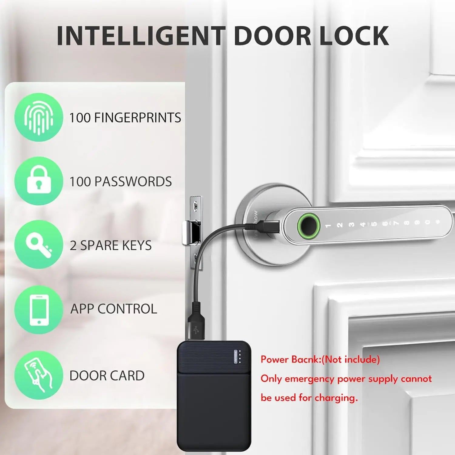 Smart Door Handle Lock with Tuya App Fingerprint PIN RFID Card Mechanical Key Temporary Code for Home Apartment Office