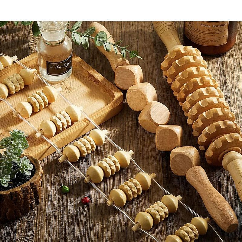 Back Massage Roller Rope: Deep Tissue Wood Therapy Tool for Pain Relief Back Massage Instrument Tidesmit